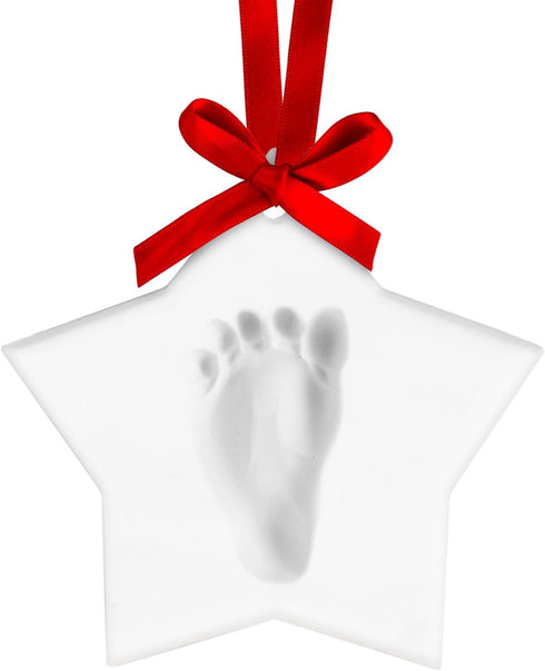 Star Baby's Print Christmas Ornament, White
