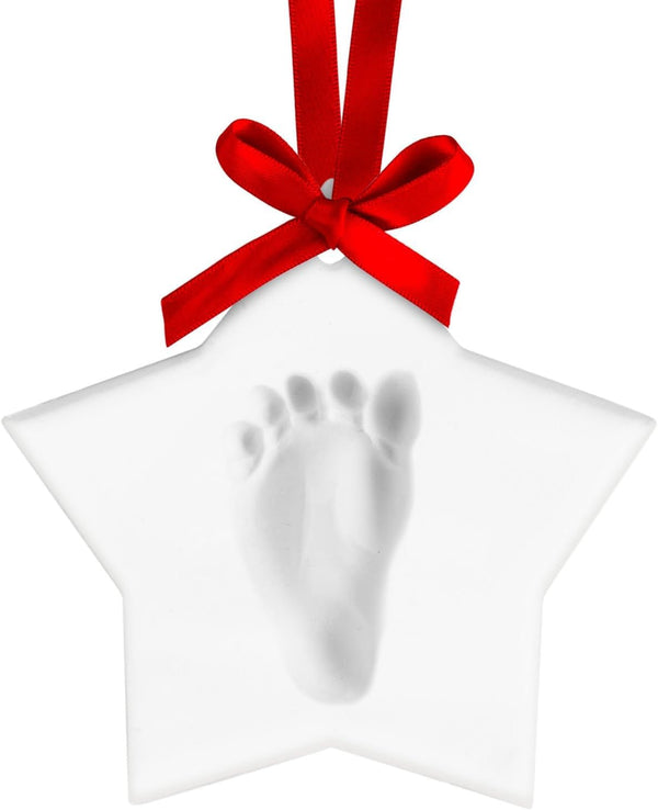 Star Baby's Print Christmas Ornament, White
