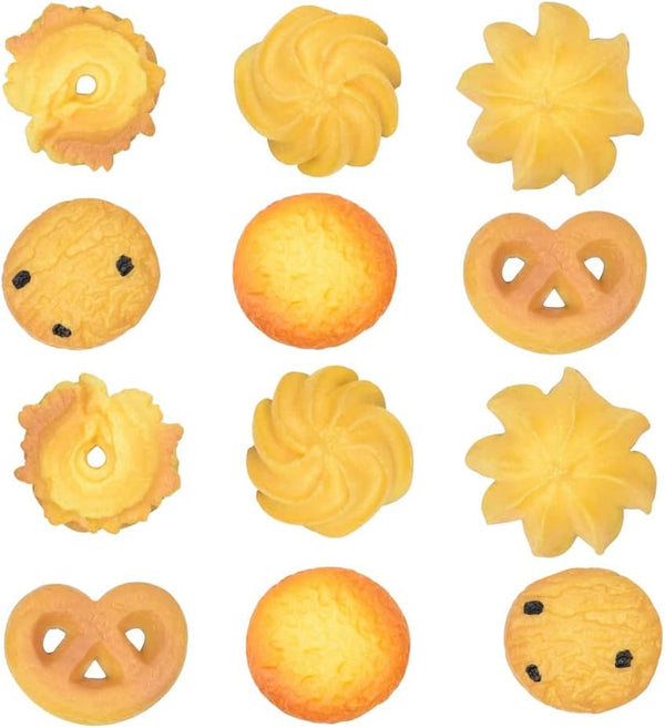 Aliotech 12PCS Mini Artificial Biscuits Fake Cookies Simulation Realistic Dessert Crackers for Home
