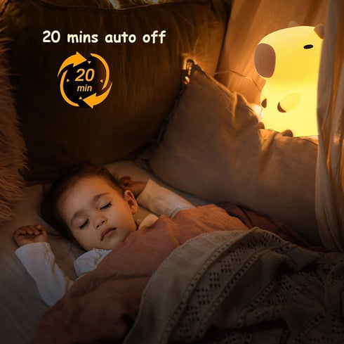 Bestfaith 2 Dimmable Cute Capybara Night Light, LED Squishy Night Lamp, Levels Nursery Nightlight, Rechargeable Touch