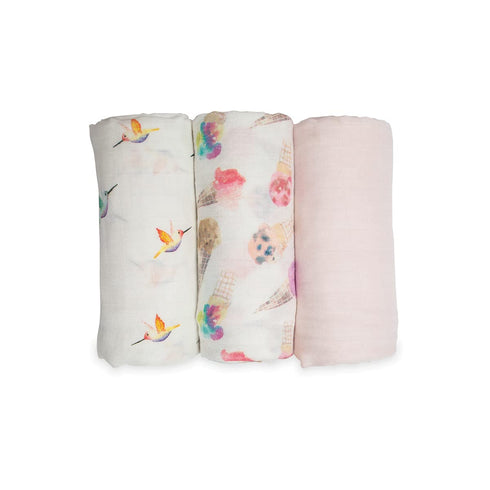 Set 3 47 47-Inch lulujo Baby of Deluxe Muslin Swaddle Blankets, Pretty Pink x