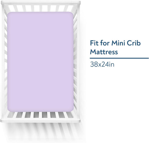 Magik & Kover 4 Pack, Set Mini Crib Sheets Girl Baby Crib Sheet for Mini Crib Mattress and Playard Mattress, Soft
