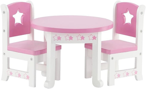 Emily Rose 14 Doll Dining Set - Pink & White Kitchen Table