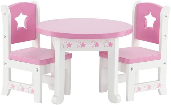 Emily Rose 14 Doll Dining Set - Pink & White Kitchen Table