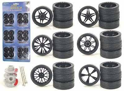 YMCtoys 1:24 Scale Model Car Spokes Black Rims Replacement 6Set by YMCtoys