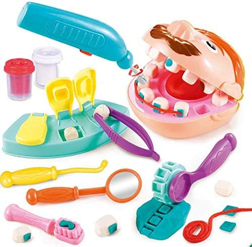 Kids Little Dentist Play Dough Set, Toy Doctor Drill and Fill Playset, Playdough Toy Set