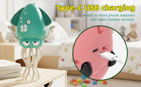 Tummy 3 4 5 6 7 8 9 10 SANJOIN Dancing Octopus Baby Toy,Easter Basket Stuffers Gitfs Rechargeable Time Toys Wiggling