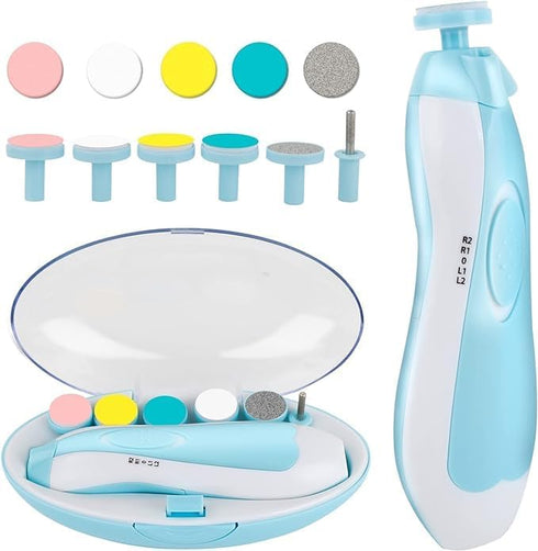 Generic 6 in 1Multi-Head Baby Electric Nail Sharpener in Blue, Baby Manicure Kit,