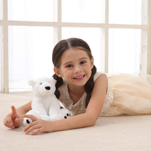 Plush White Polar Bear Stuffed Animal Toy, Soft Cuddly Apricot Lamb for Child (8 Inches)