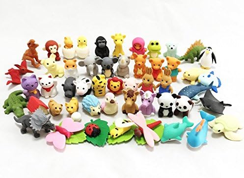 Iwako Japanese Erasers - Animal Collection Set of 50, No Duplicates