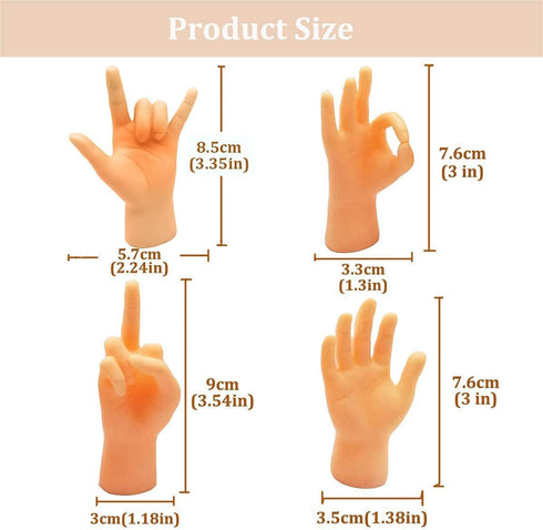 AQKILO Tiny Hands Mini Finger Puppets, 8 Pieces Left and Right Hand Set, Funny Party Favors and Novelty Toys