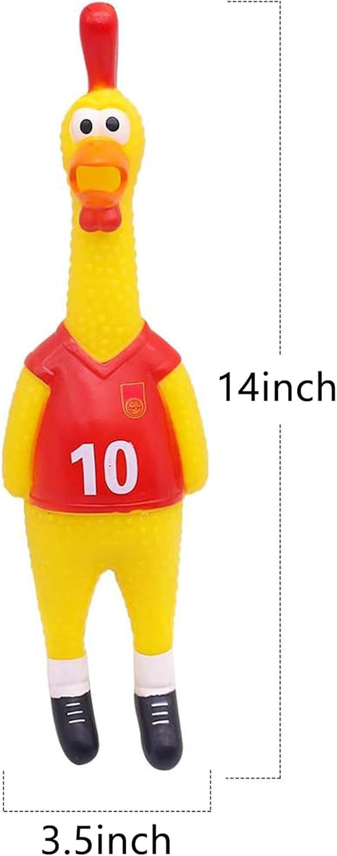 14inch POPLAY Rubber Chicken Grade Latex Squeeze Chicken Prank Novelty Pet Toys for All Age Groups Gift for Children