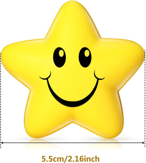 20 Pieces Star Smile Face Stress Balls, Mini Foam Smile Ball Stress Relief Toy for Kids
