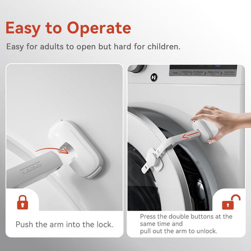 EUDEMON Baby Safety Washer/Dryer Door Stopper, Front Load Washer Door Prop for Kids, Safety Door Lock (White)