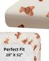 FIGEPO Set Fitted Baby Neutral Crib Sheets Bear and Buffalo Check Plaid Breathable Unisex Baby Standard Crib Sheet