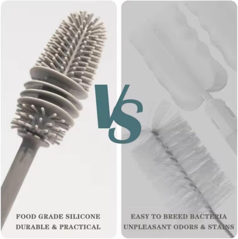 Set 12.5 Silicone Bottle Brush & Silicone Straw Cleaner Long Handle, Flexible, Odor-Resistant, Dishwasher Safe