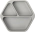 Tiny Twinkle Silicone Suction Baby Plate, Divided Dish for First Foods, Grey Plate for Self-Feeding Toddlers