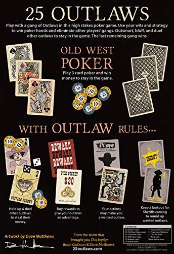 Buffalo Games - 25 Outlaws | Modern Twist on Classic Poker | Texas Hold 'Em | Great for Adult Game Night