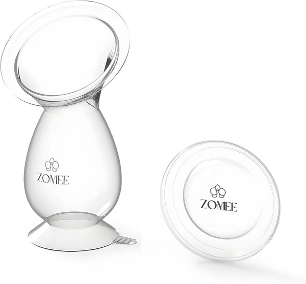 Zomee Manual Breast Pump Silicone Milk Collector Hands-Free Milk Collection Bottle for