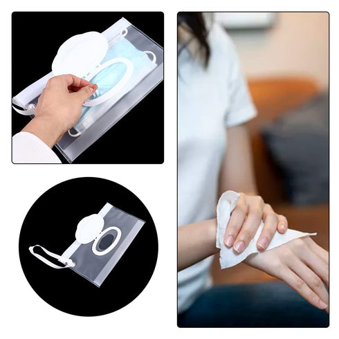 baixikly 2 Pcs Baby Wipes Dispenser Reusable Wipes Pouch, Baby Wipe Holder Containers Transparent Wipe Carrying Pouches