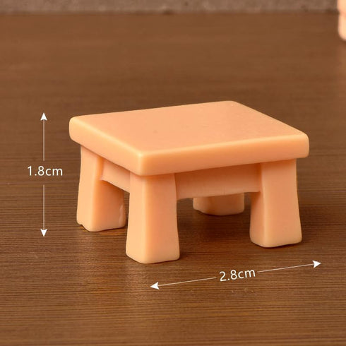 josaner-zz 1/12 Dollhouse Cats w/ Scale Accessories Mini Furniture Model Wooden Miniature (Multicolor-Simple)