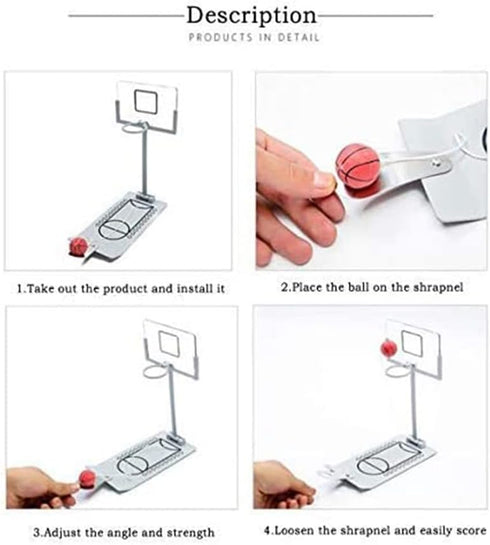 Mini Basketball Game, Aluminium Alloy Miniature Foldable Basketball Hoop Toy for Adults and Children