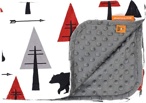 Dear Baby Gear Bears Deluxe Baby Blanket - Double Layer, Milestone & Newborn Gifts - Red, Black Bears, Gray Dot - 40" x