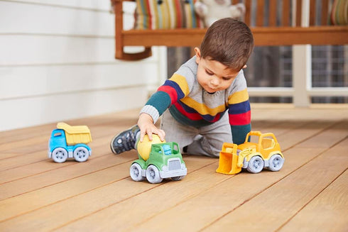 1 3 Pack 4C Green Toys Construction Vehicle Includes Scooper, Dumper, Mixer, Character