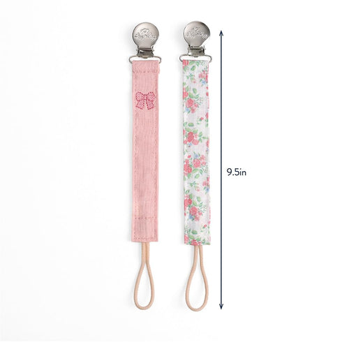 Pack 2 Itzy Ritzy Fabric Pacifier Strap Universal Pacifier Clip Attaches to Clothing, Strollers & Bags - Keeps