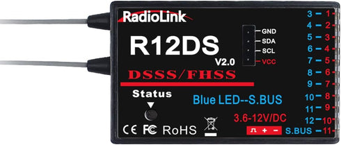 Radiolink R12DS 2.4GHz RC Receiver 12 Channels SBUS/PWM Long Range Control for