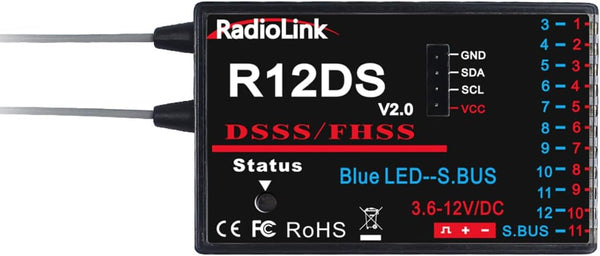 Radiolink R12DS 2.4GHz RC Receiver 12 Channels SBUS/PWM Long Range Control for