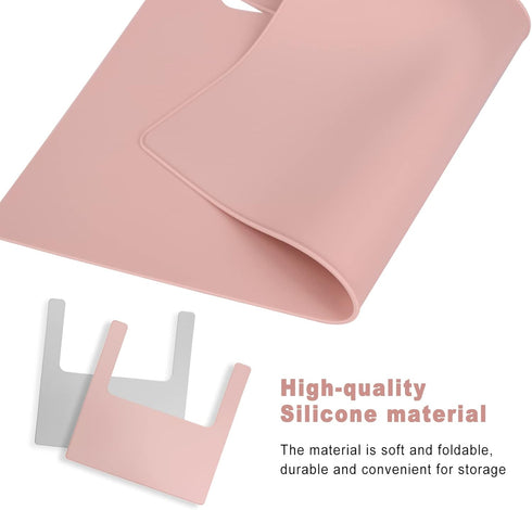 High Chair Placemat, 2-Piece Set Silicone, Long Lasting, Interchangeable, Suitable for IKEA Antilop (Pink/Grey)