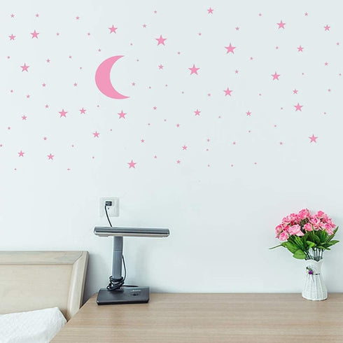 Moon and Stars Wall Decal Vinyl Sticker, Removable Kids Art DIY Mural for Baby Room Decoration, Good Night Nursery