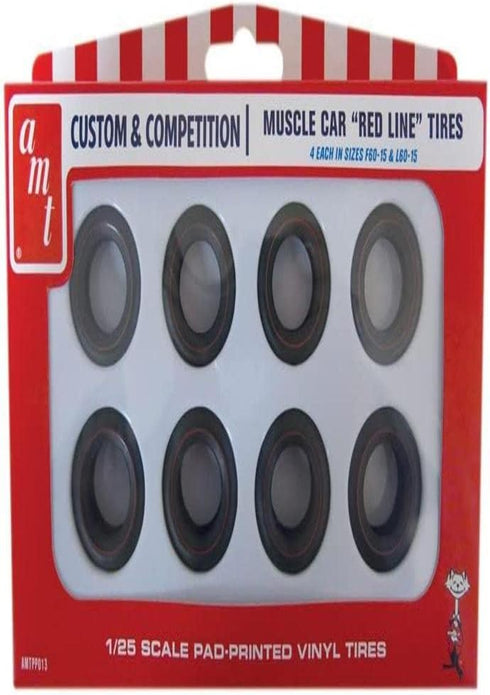 AMT Unknown Red Line Tires Parts Pack (Works with Many Vintage Muscle, Custom & Street Rod car Kits), 1:25 (AMTPP013)