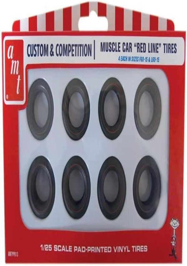 AMT Unknown Red Line Tires Parts Pack (Works with Many Vintage Muscle, Custom & Street Rod car Kits), 1:25 (AMTPP013)