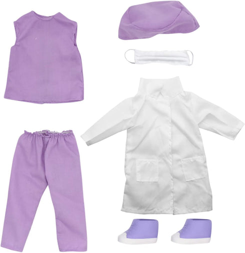 New Adventures Style Girls: 18" Doctor Dress Up Set - 15 Piece Outfit & Accessory Set, Dress Up, Doll Accessories, Purple White & Pink