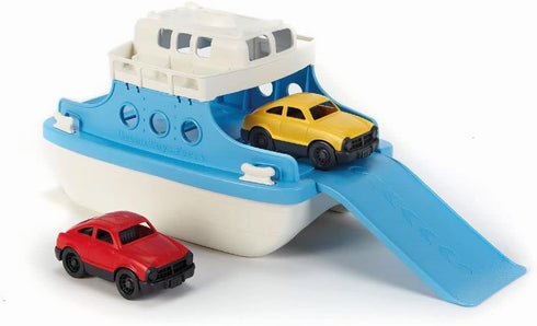 Blue/White Green Toys Ferry Boat with Mini Cars Bathtub Toy, Standard
