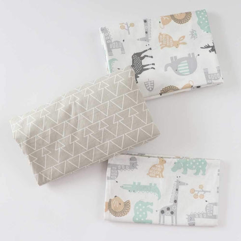 Emenpy 3 100% Set Pcs Cotton Toddler Sheet Pillowcase for Boys and Girls,Include Fitted Sheet,Top Sheet and Envelope