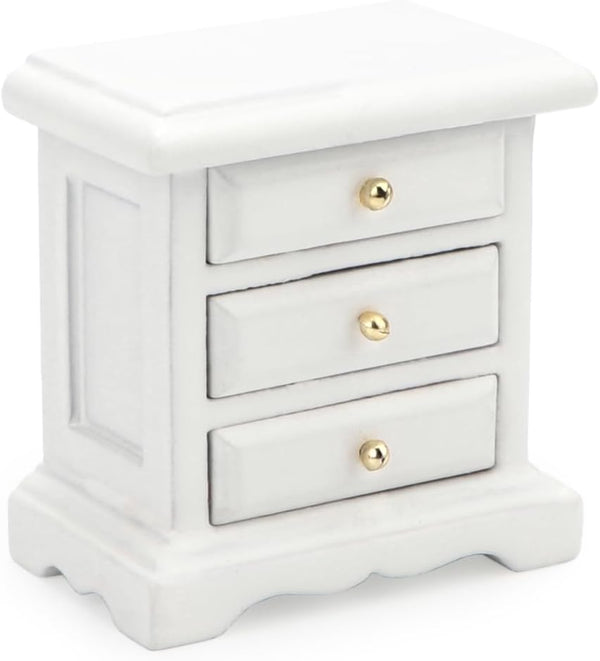 Miniature Bedside 1:12 Furniture Nightstand Drawer Cabinet Model Accessories for Bedroom Mini House Scene Decorations