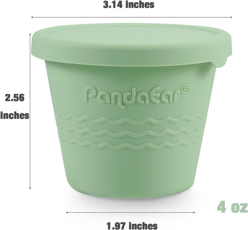 6 Pack (4 oz) PandaEar Silicone Baby Food Storage Containers -Leakproof & Airtight Reusable Snack Cups with Lids