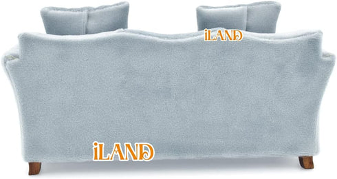 iLAND Dollhouse Couch, Modern Miniature Sofa for Dollhouse Living Room, 1/12 Scale (Light Sky Blue Velvet)