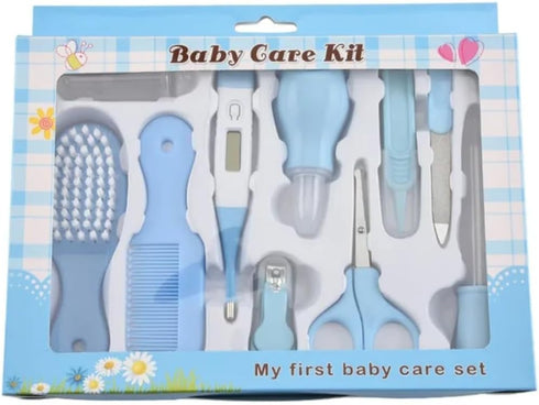 MAWZEH 10 PCS Baby Grooming Health Care KIT for New Borns and Toddlers (Blue) Ideal for Travelling & Home Use