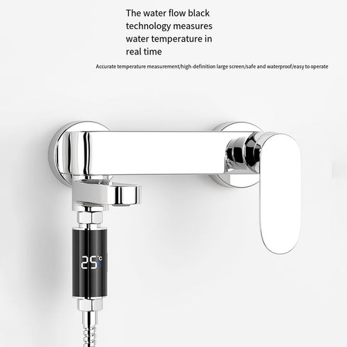 Generic G1/2 LED Shower Head with Real-Time Water Temperature Display, for Hydro Power Generation, Color Indicator