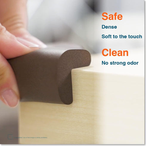 Roving Cove HeftyFit Corner Protector for Baby - 8 Large Corners, Heavy-Duty Soft Rubber Foam Bumper Guards, Coffee