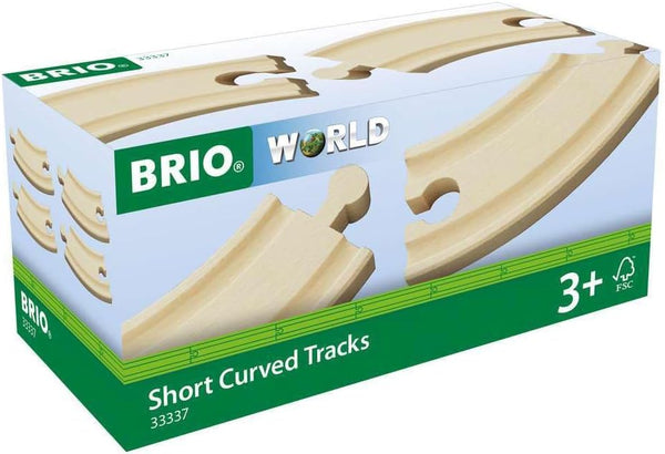 BRIO World 33337 - Premium 4-Piece Short Curved Tracks - Wooden Train