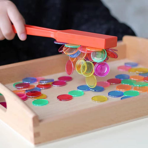 Magnetic Bingo Wands 7.5" with Magnet Bar, 5 Colors Educational Tool for Collecting Paper Clips and More