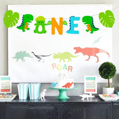 Dinosaur 1st Birthday Decoration High Chair Banner for Baby Boy, Dinosaur One Birthday Party Supplies