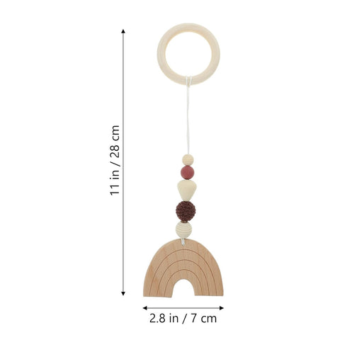 Toddmomy 4Pcs Baby Gym Wood Toys, Wooden Hanging Toy Activity Pendant for Nursery Decor