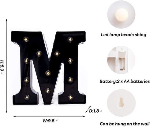 Foaky Black LED Marquee Number Lights Sign - Light Up Marquee Number for Night Light, Wedding, Birthday Party, Battery