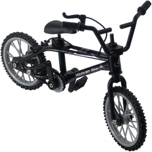 Jizlan Black 1/18 Diecast Bike Action Figure Toy,Mini Finger Mountain Bike Bicycle Art